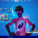 A screenshot from Fortnite showing the Galaxy Grappler skin, a purple and black female form with pink and blue energy swirls.